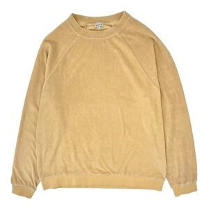 KULE The Terry Franny Beige Tan Yellow Terrycloth Raglan Sleeve Sweatshirt sz M